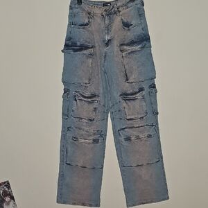 Fashion Nova Light Blue Cargo Jeans